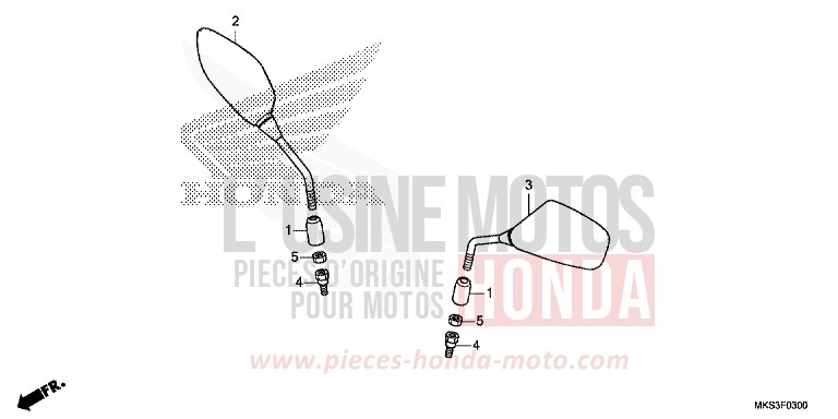 MIROIR de Africa Twin DCT DARKNESS BLACK METALLIC (NH463) 2020